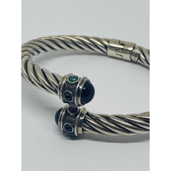 GSJ BLACK ONYX Color Stones Sterling Silver 925 Renaissance STYLE 28.9 Grams 7MM - Picture 3 of 8